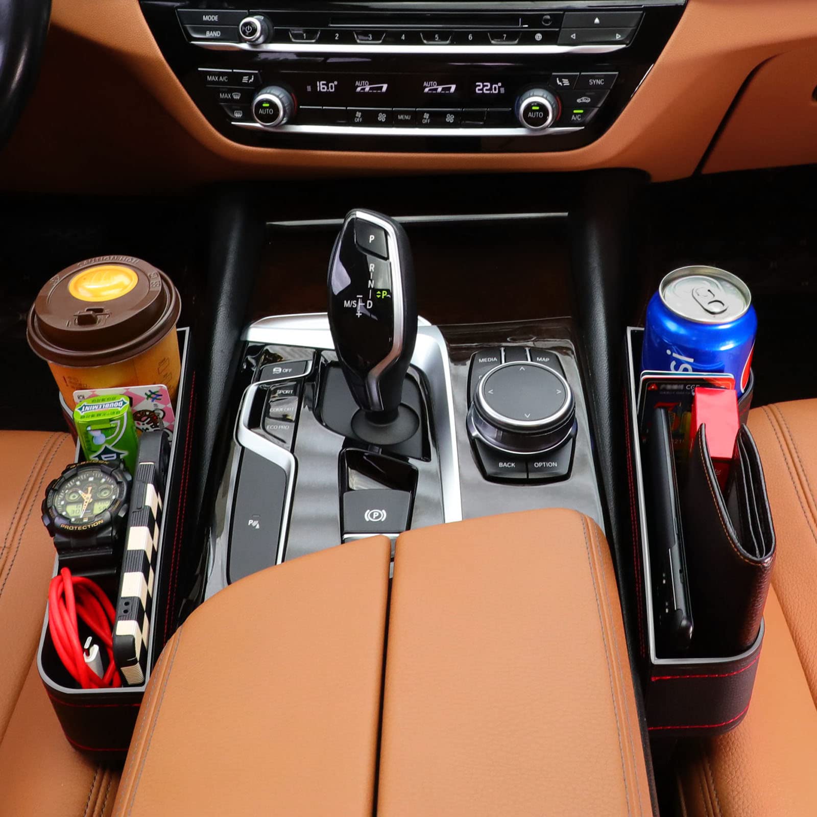 Car Leather Cup Holder Gap Bag